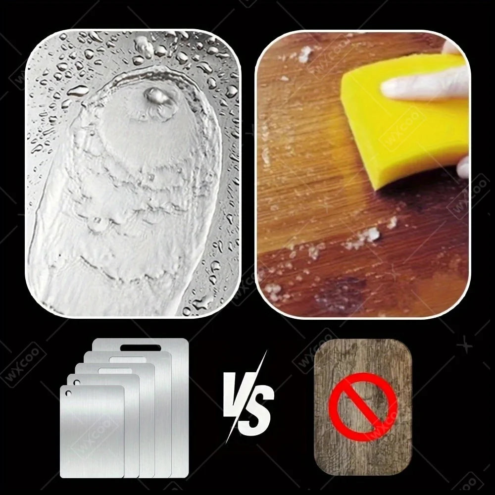 1-5PCS Stainless Steel Chopping Dual-Sided Titanium Cutting Board Portable Metal Kitchen Tool for Meat Fruit Vegetable