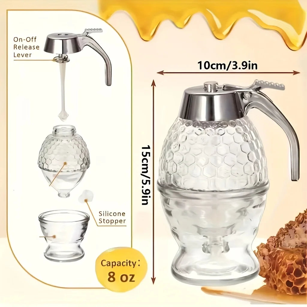 Honey Dispenser with Stand, Versatile Kitchen Tool for Syrups Sauces Olive Oil Chocolate Condensed Milk