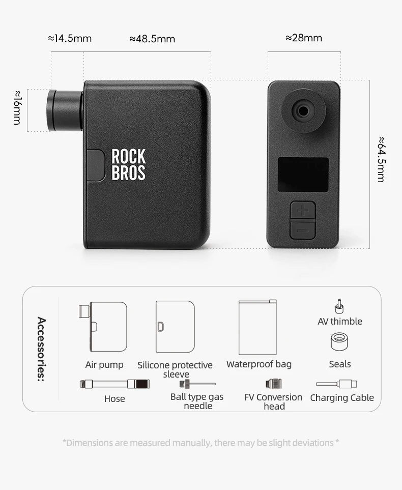 ROCKBROS Portable Mini Electric Bicycle Pump 120PSI Type-C Bike Tire Air Inflator Pump MTB Road AV FV Valve Cycling Pump