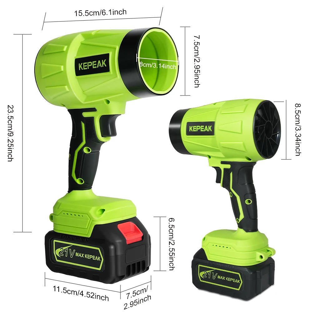 Electric Cordless Portable Turbo Blower Brushed Storm Machine Household Dust Snow Cleaning Power Tool with 10-cell,2-battery