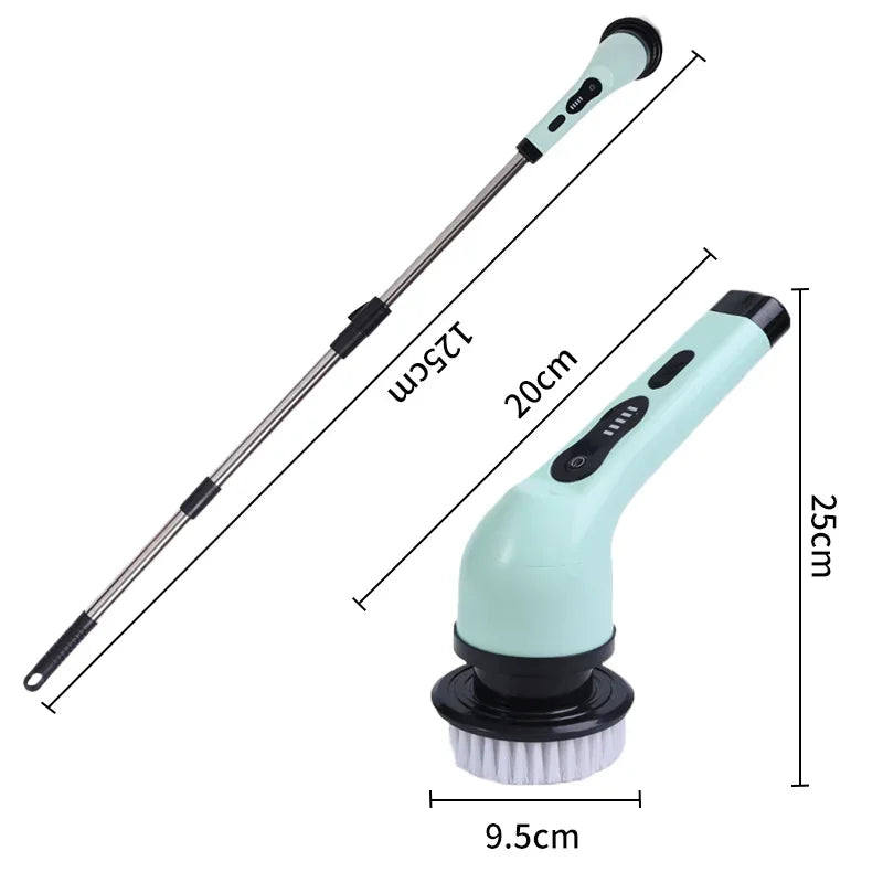 9 in 1 Electric Spin Scrubber Cordless Cleaning Brush Shower Scrubber Adjustable Extension Handle Waterproof For Tub Tile Floor