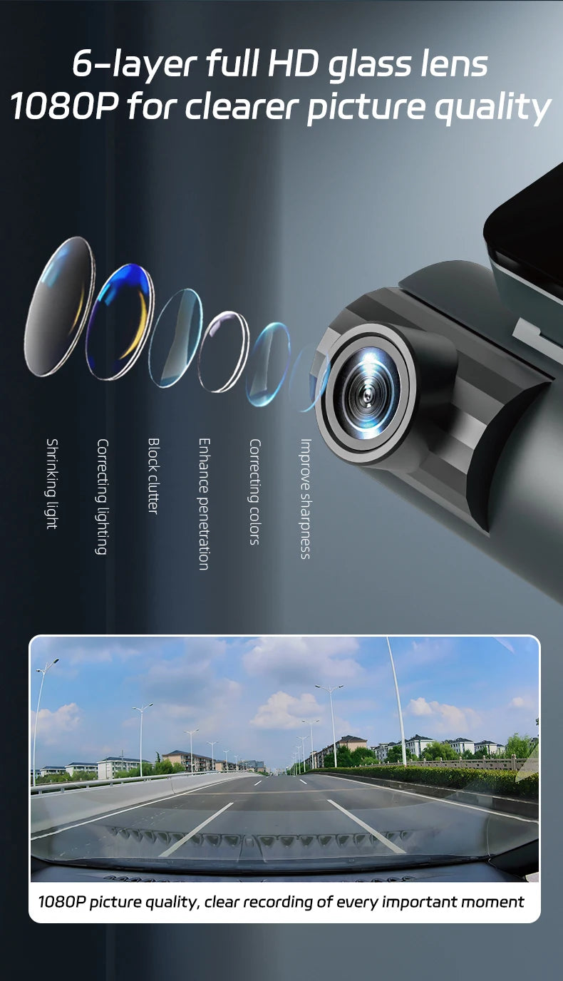 WiFi Car Dvr HD 1080P 3way Dash Cam Front Inside Rear Wide Angle Night Vision G-sensor Loop Recording Camera Vehicle Accessories
