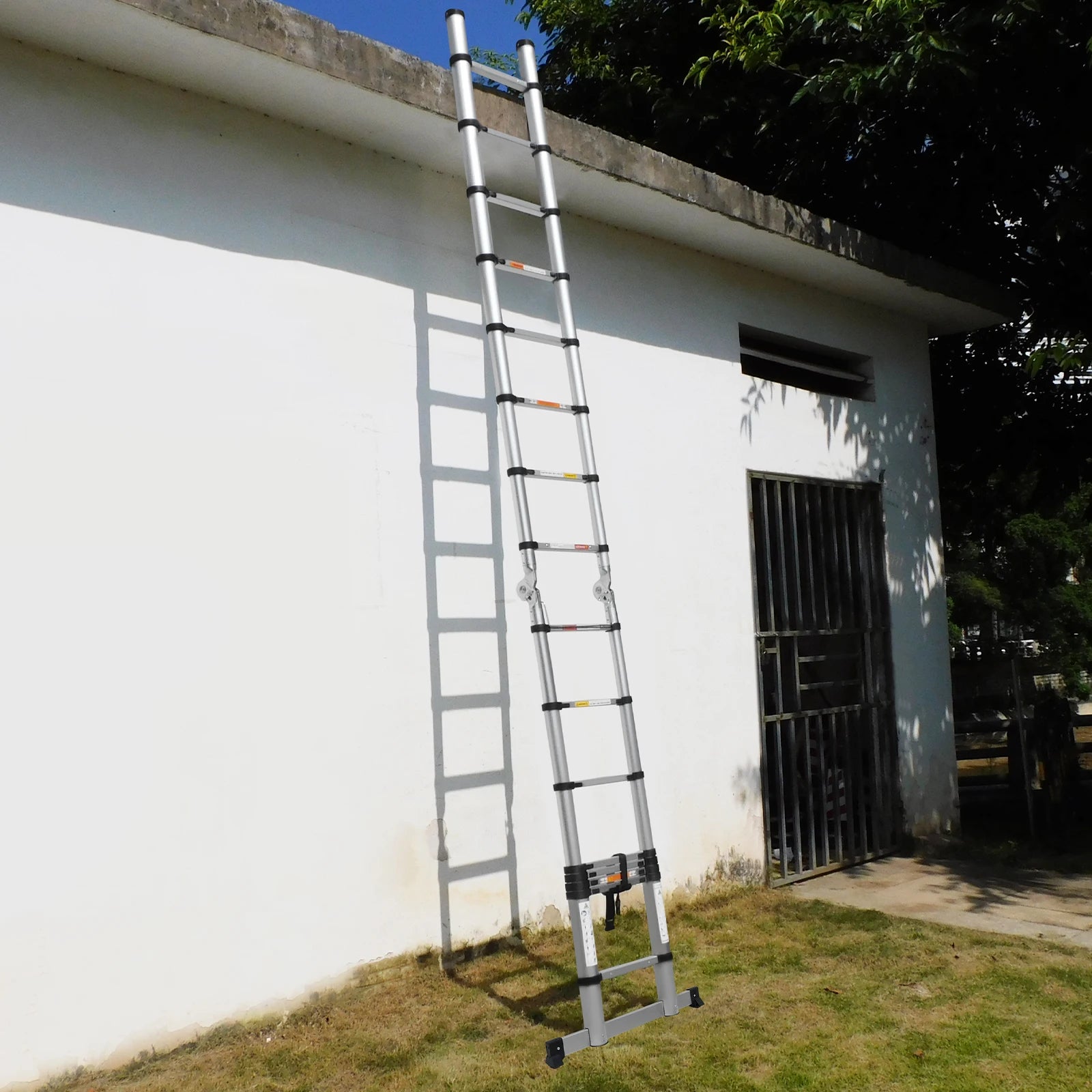 3.8M/5M Aluminium  Telescopic Ladder ,Heavy Duty Multi-Purpose A-Frame Sturdy Folding Ladder ,No-slip,150kg Load Capacity