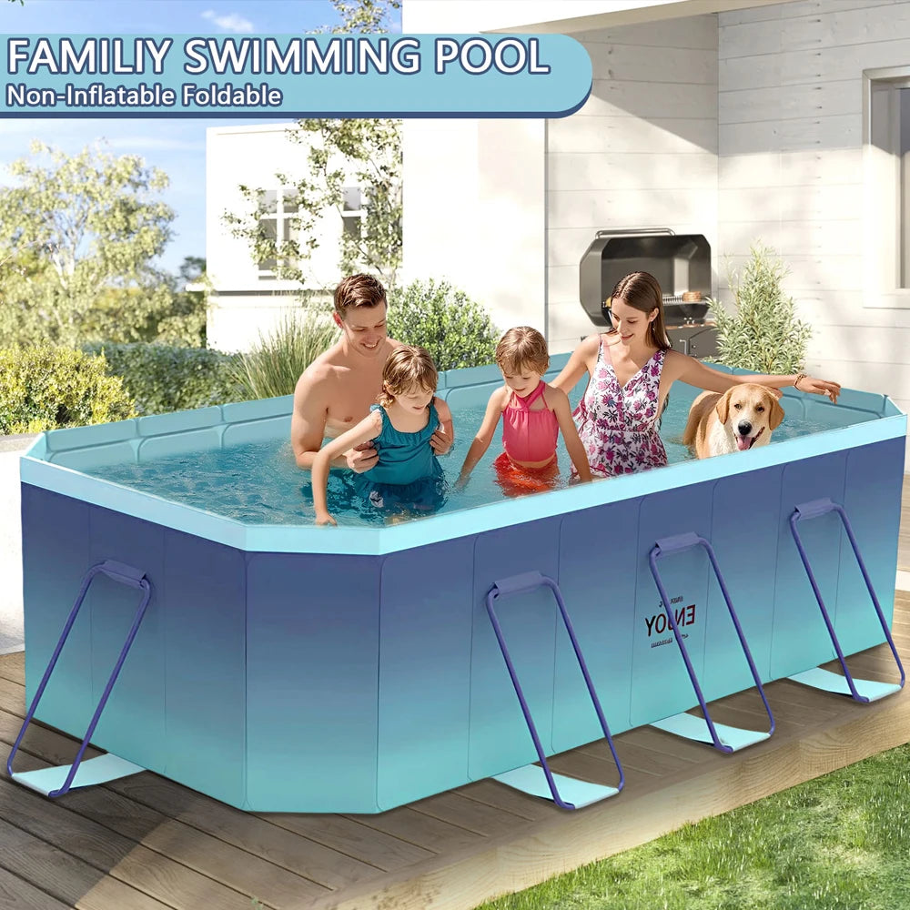 2.6m-3m Foldable Pool Non-Inflatable Kids and Adults Outdoor Swimming Pool Summer Water Party Large Swimming Pool Family Pool