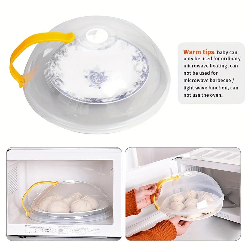 1pc Microwave Food Cover - Splash Proof With Steam Vents & Handle Easy Grip Kitchen Bowl Tray Cover | 24-hour Shipping