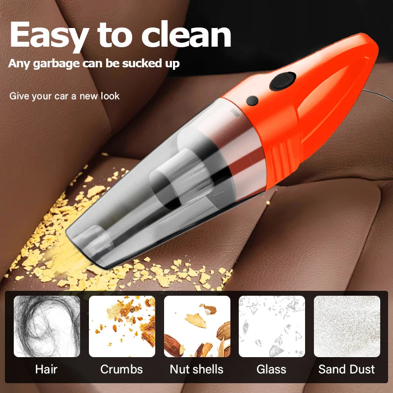 The car portable vacuum cleaner can absorb all kinds of garbage such as dust and food residues in the gaps in the car