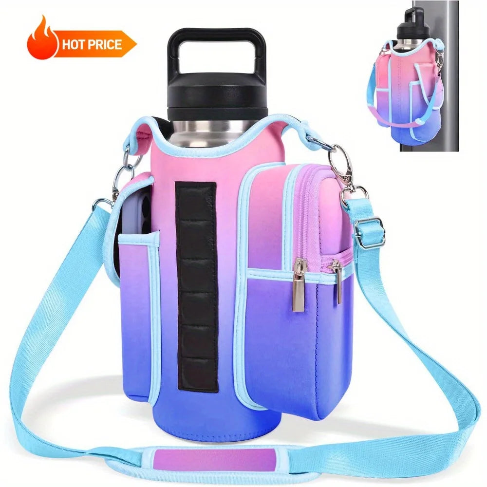 Neoprene Multifunctional Magnetic Water Bottle Holder - Adjustable Strap & Phone Pocket, Magnetic Gym Bag, Ideal for Men & Women