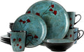 Floral Accents 16 Piece Dinnerware Set in Blue