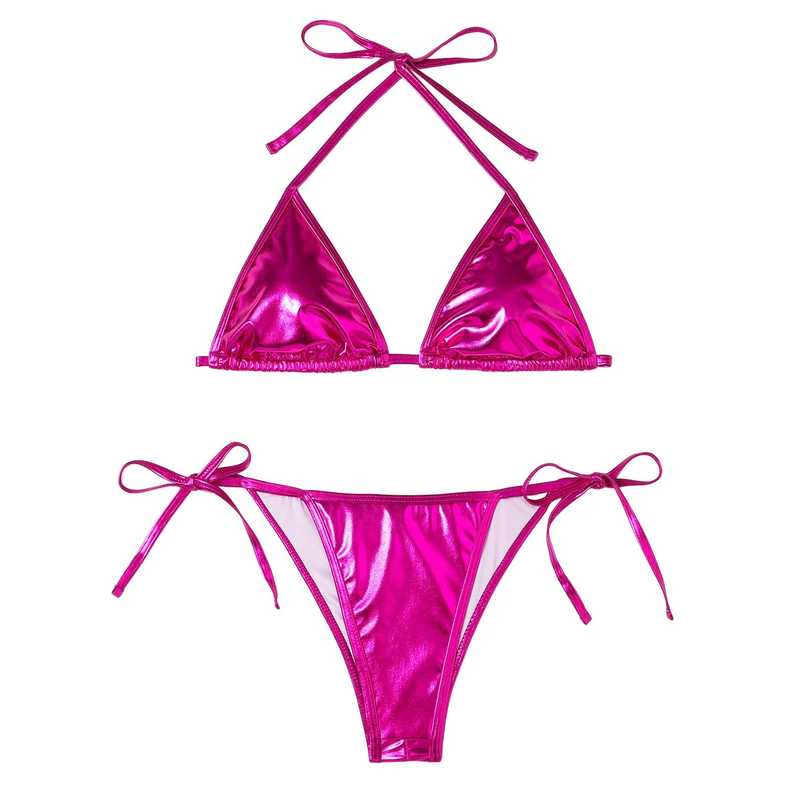 Bathing Suit For Women Tummy Control Women Bikini Sets Shiny String Padded Triangle 2 Pieces Swimsuit Bikini Women Swimwear 2025