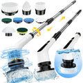 9-in-1 Electric Rotating Cleaning Brush, Wireless Shower Scrubber with Replaceable Heads and Adjustable Telescopic Handle