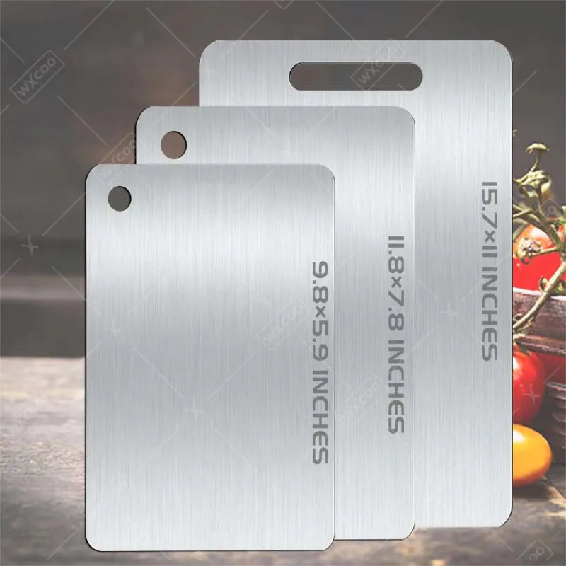 1-5PCS Stainless Steel Chopping Dual-Sided Titanium Cutting Board Portable Metal Kitchen Tool for Meat Fruit Vegetable