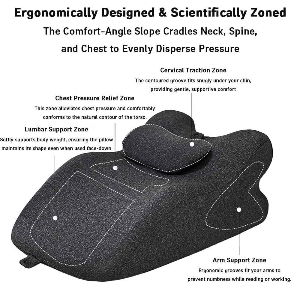 Bed Wedge Pillow for Acid Reflux or Sleeping with New Prone Position Ergonomic Pillow for Reading, Couple's Lying Pillow