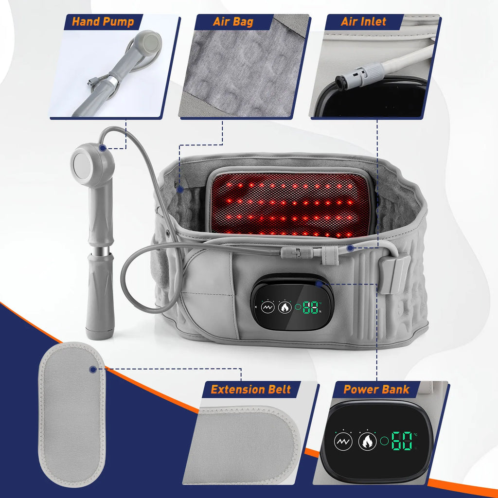 Infrared Heating Waist Massager Electric Belt Vibration USB Charge Red Light Hot Compress Lumbar Back Support Brace Relaxation