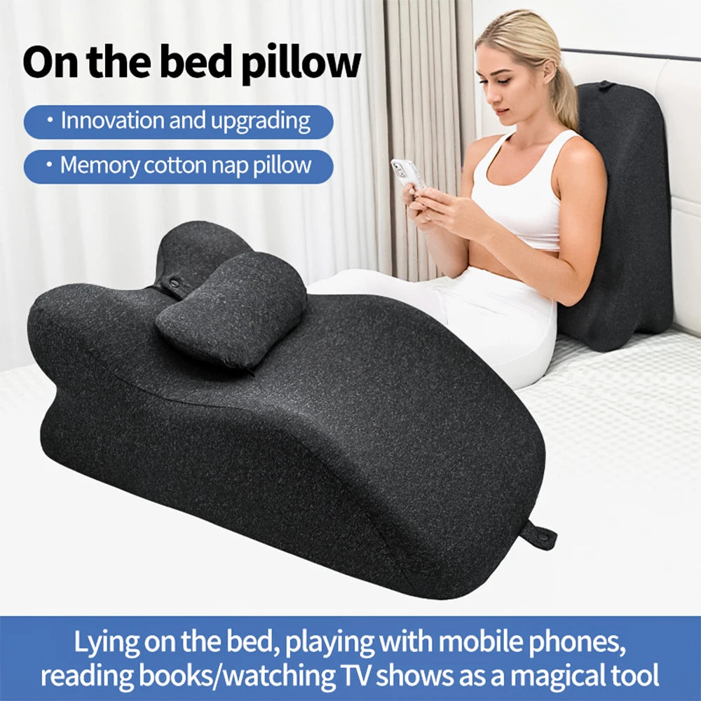 Bed Wedge Pillow for Acid Reflux or Sleeping with New Prone Position Ergonomic Pillow for Reading, Couple's Lying Pillow