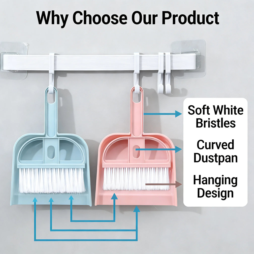 Mini Desk Broom And Dustpan Set Small Handheld Brush Dustpan For Desktop Keyboard Tabletop Cleaning