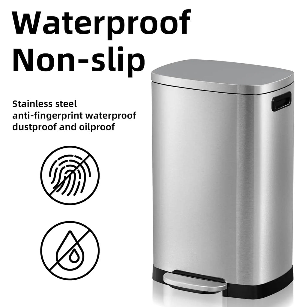 13 Gallon Trash Can with Lid, Trash Can with Removable Inner Bucket and Lid Soft Close, Pedal Rubbish Bin for Home Office
