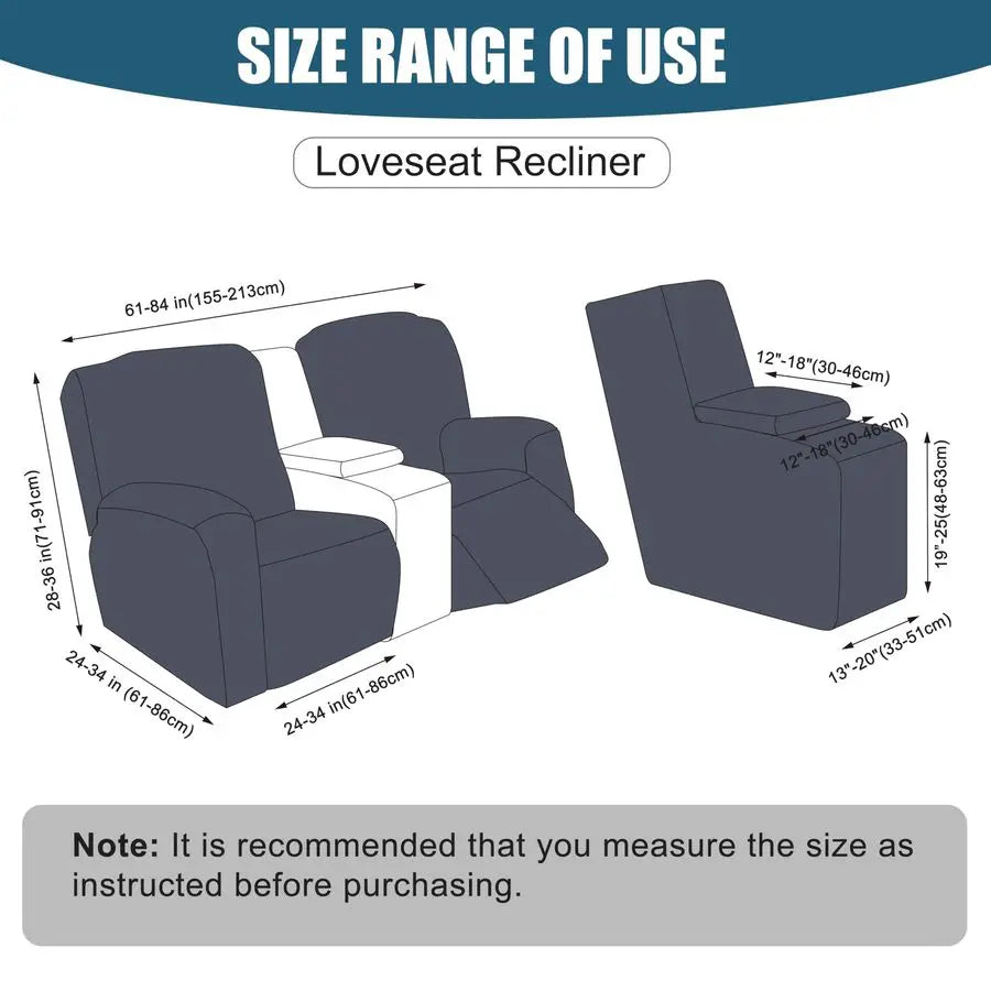 Waterproof Recliner Loveseat Cover with Console,Stretch Reclining Sofa Covers with Pockets,Lazy Boy Recliner Slipcovers,Leakproo