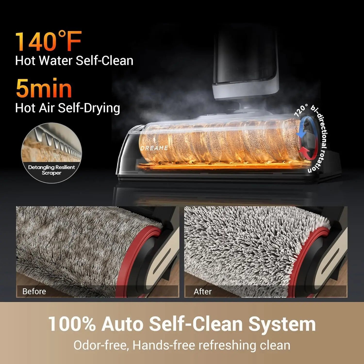 H14 dual-purpose dry wet 180 ° flat cordless vacuum cleaner with hot air