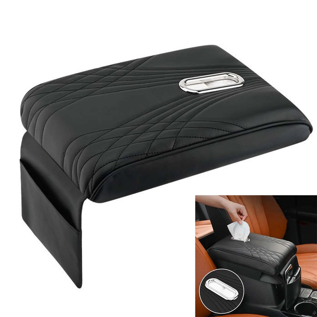 Armrest Cushion Car Seat Cover Universal Arm Rest Cushion with Pocket and Tissue Box Suitable for Truck SUV Van
