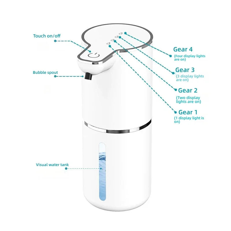 Automatic Soap Dispenser1200mAH IPX5 Waterprrof Smart Dispenser Touchless TypC USB Rechargeable Electric Hand Soap Dispenser