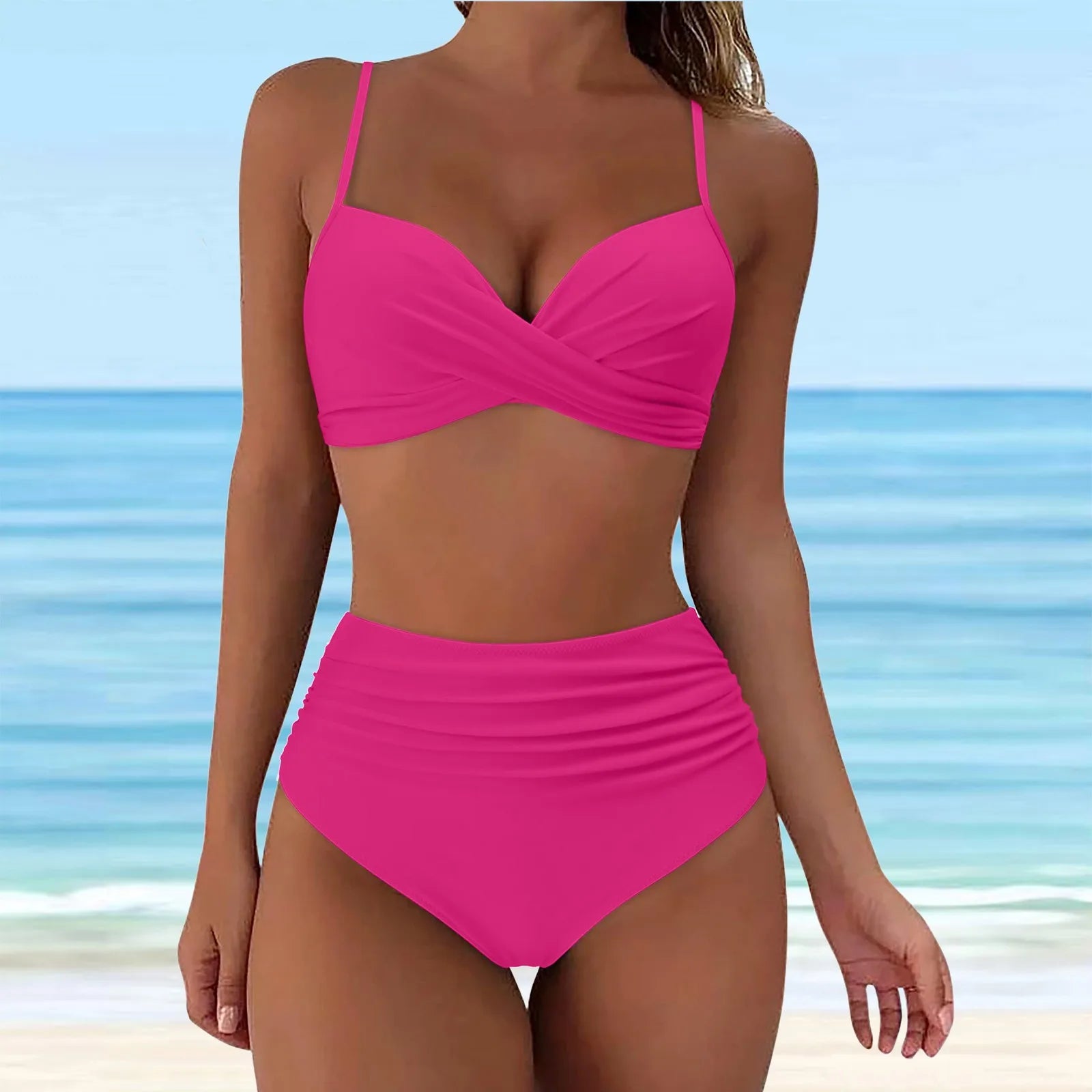 Brazilian Bikini Set For Women 2024 New Green Crop Top Tankinis Set Summer Swimwear Brazilian Bikini Swimming Suit Traje De BañO