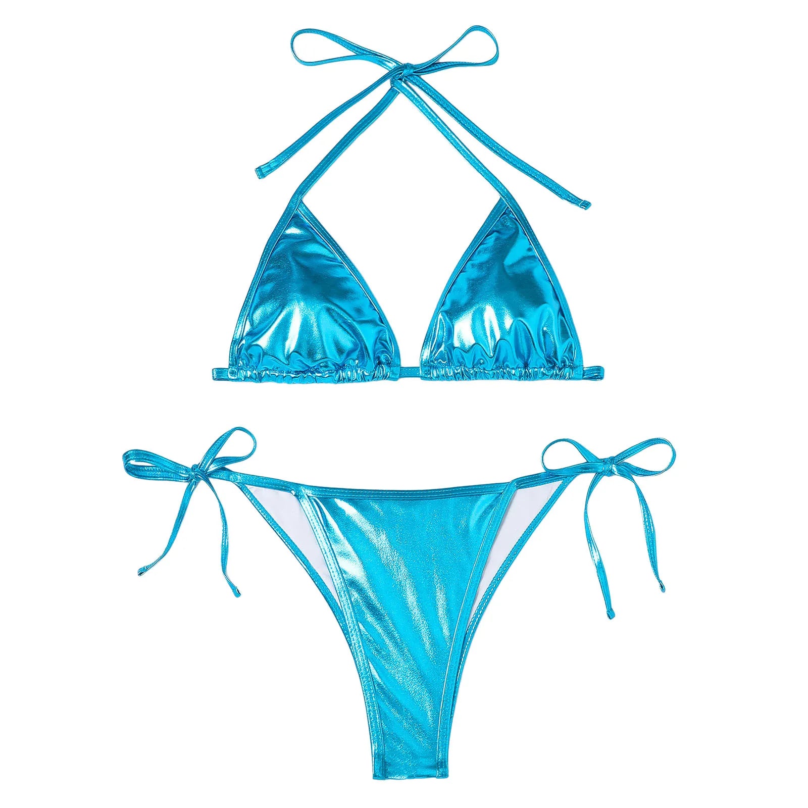 Bathing Suit For Women Tummy Control Women Bikini Sets Shiny String Padded Triangle 2 Pieces Swimsuit Bikini Women Swimwear 2025