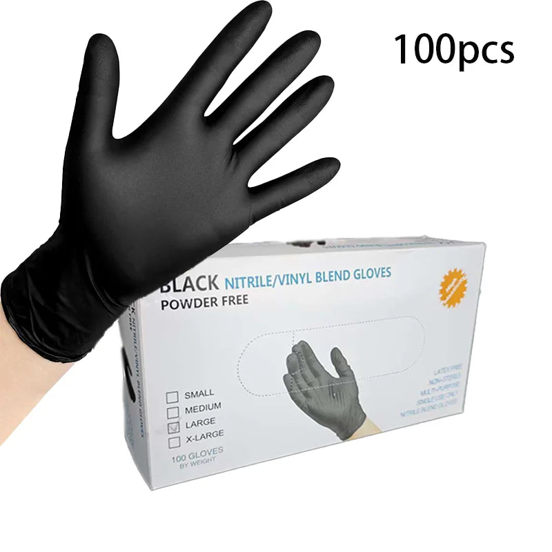 Heavy Duty Black Nitrile Gloves 100PCS, Food Safe & Chemical Resistant, Disposable for Cooking, Cleaning, DIY, Valentine's Prep