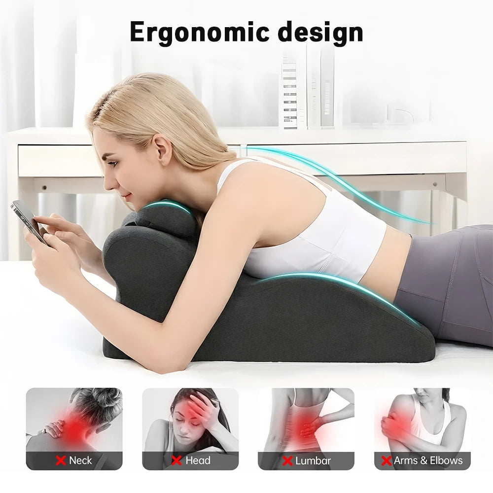 Bed Wedge Pillow for Acid Reflux or Sleeping with New Prone Position Ergonomic Pillow for Reading, Couple's Lying Pillow