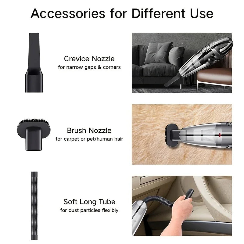 Portable wireless vacuum cleaner, multi-function car and home dual-use, USB charging, long battery life