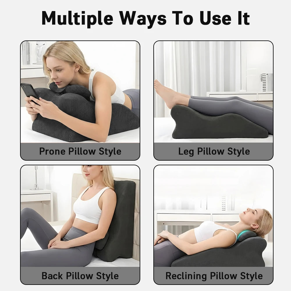 Bed Wedge Pillow for Acid Reflux or Sleeping with New Prone Position Ergonomic Pillow for Reading, Couple's Lying Pillow