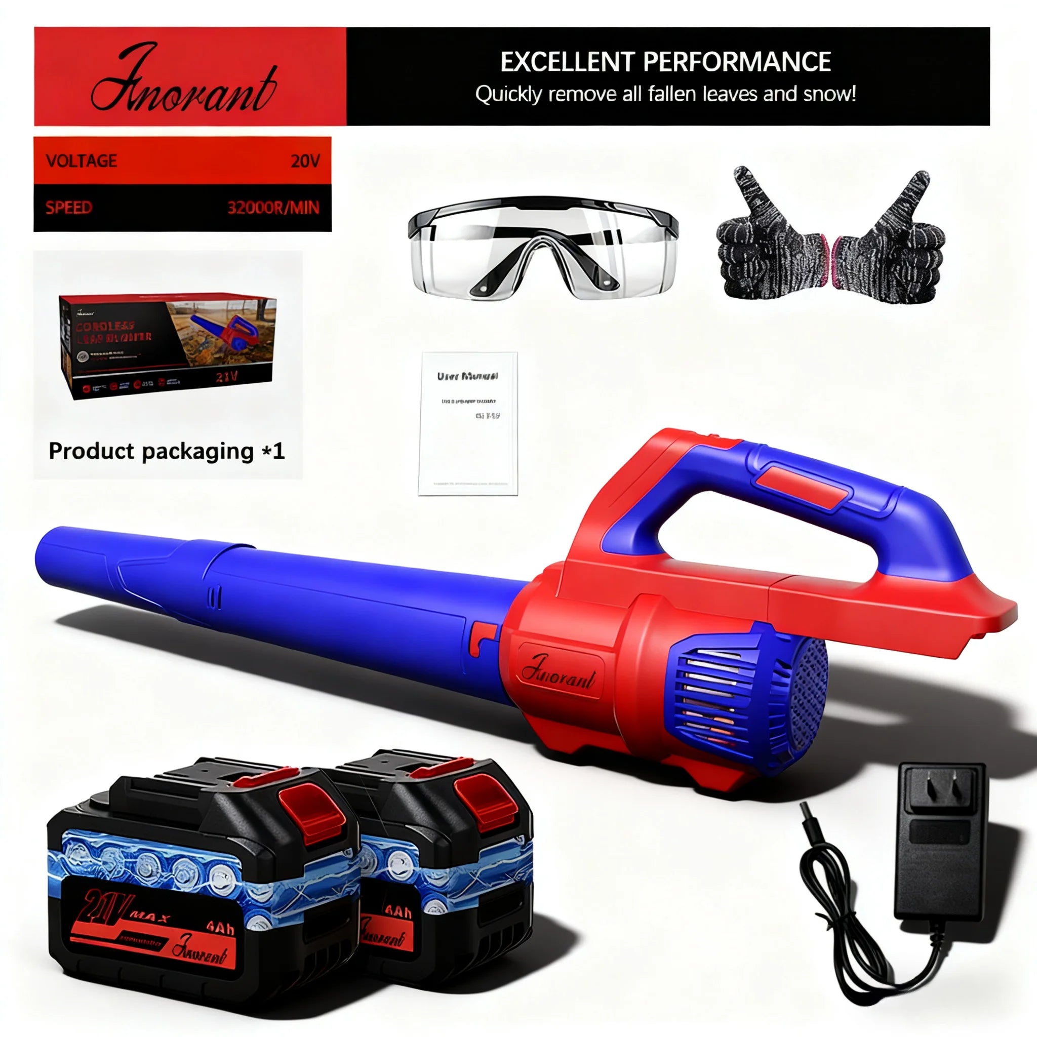 Cordless Leaf Blower Compatible with Dewalt 20V Max Battery, 500CFM/150MPH Electric Leaf Blower Cordless, 6 Speed Modes, Battery