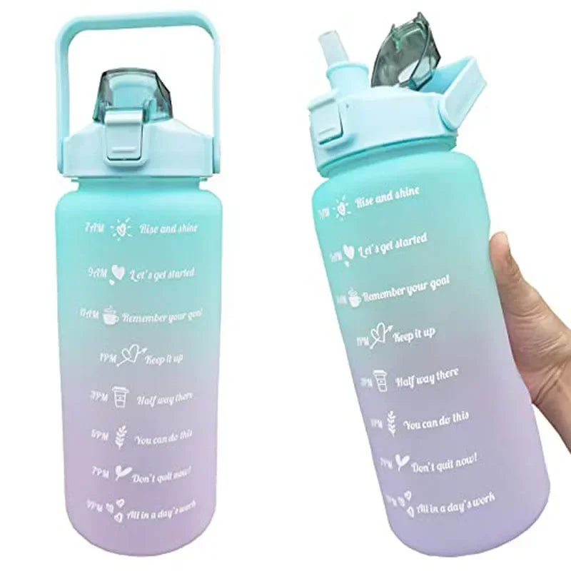 2 Liter Large Capacity Sports Water Bottle Leak Proof Colorful Plastic Cup Drinking Outdoor Travel Portable Gym Fitness Jugs