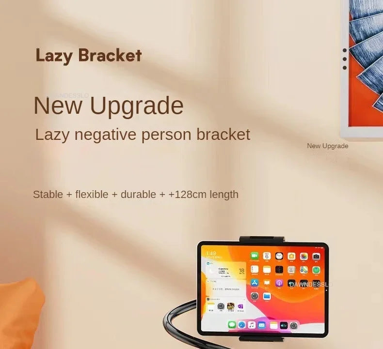 128cm Lazy Phone Holder, 360° Flexible Long Arm Bed Headrest Mount, Clamp Stand for 3.5-6.7" iPhone & Samsung Devices