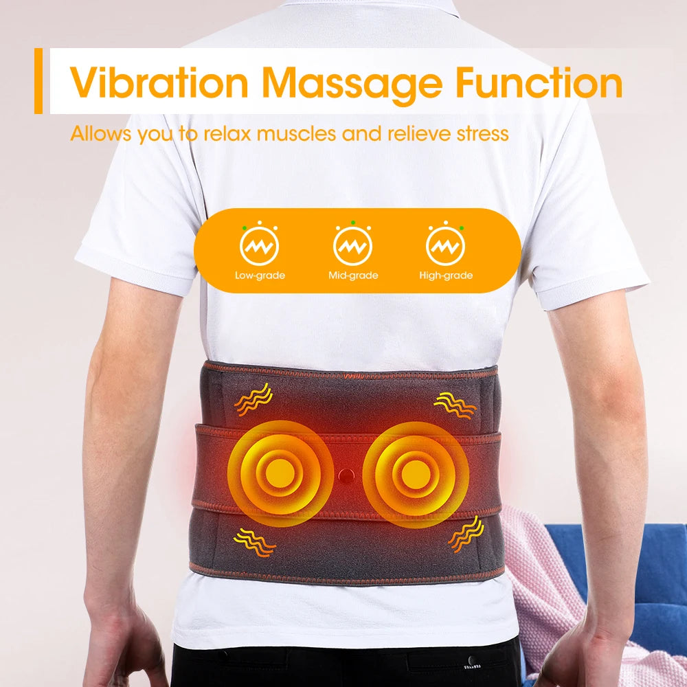 Infrared Heating Waist Massager Electric Belt Vibration USB Charge Red Light Hot Compress Lumbar Back Support Brace Relaxation