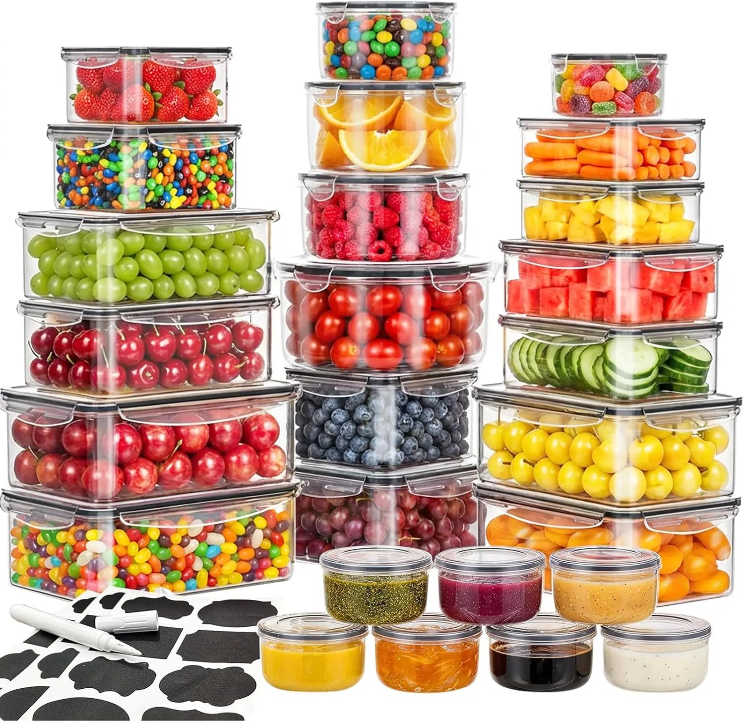 52 Pcs Food Storage Containers with Lids Airtight (26 Containers & 26 Lids) - Leakproof Meal-Prep Container for Kitchen Stora