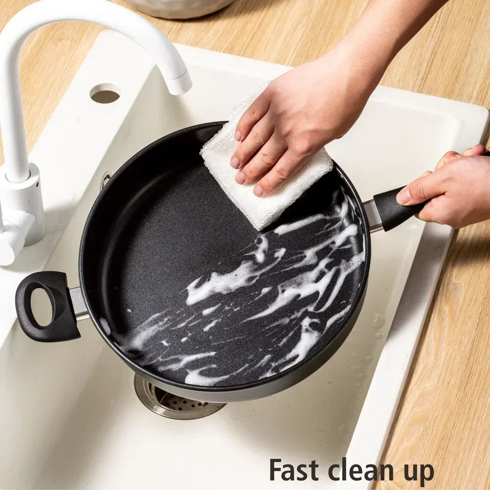 Non-Stick Jumbo Cooker with Glass Lid Cool Touch Handle Dishwasher Safe Cooking Pan Everyday Use Easy Clean Cooking Essential