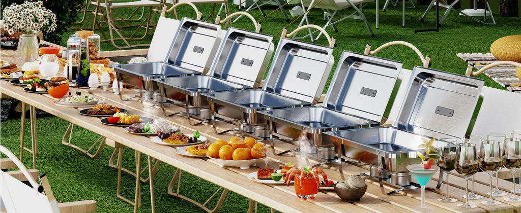 ROOMARK 9QT Chafing Dish Buffet Set , High Grade Stainless Steel Catering Warmer Complete set with Thick Frame for Party Wedding