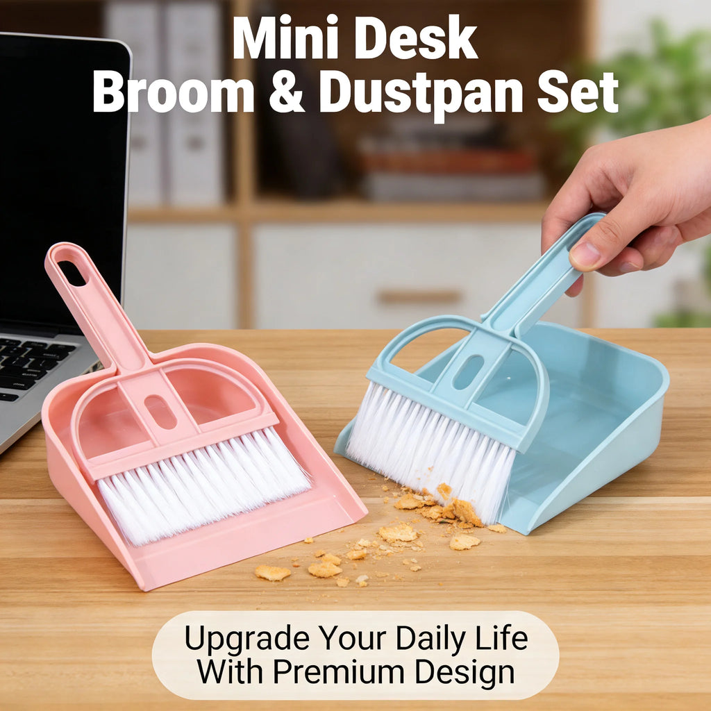 Mini Desk Broom And Dustpan Set Small Handheld Brush Dustpan For Desktop Keyboard Tabletop Cleaning