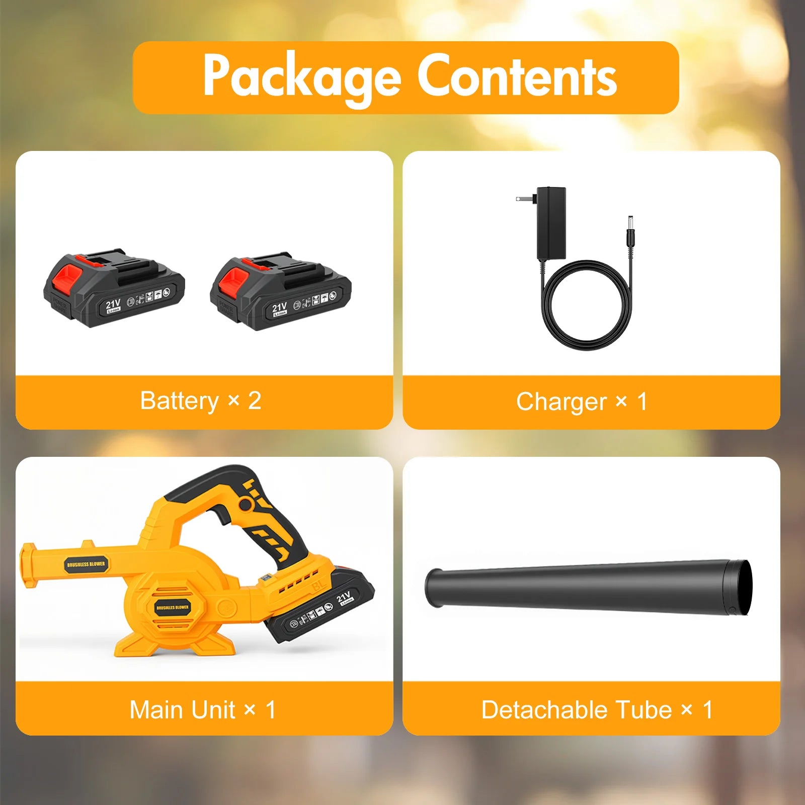 21V Brushless Leaf Blower Kit 150CFM Cordless Handheld Turbo Blower with Two 2.0Ah Batteries for Leaves Lawn Care Patio Dust