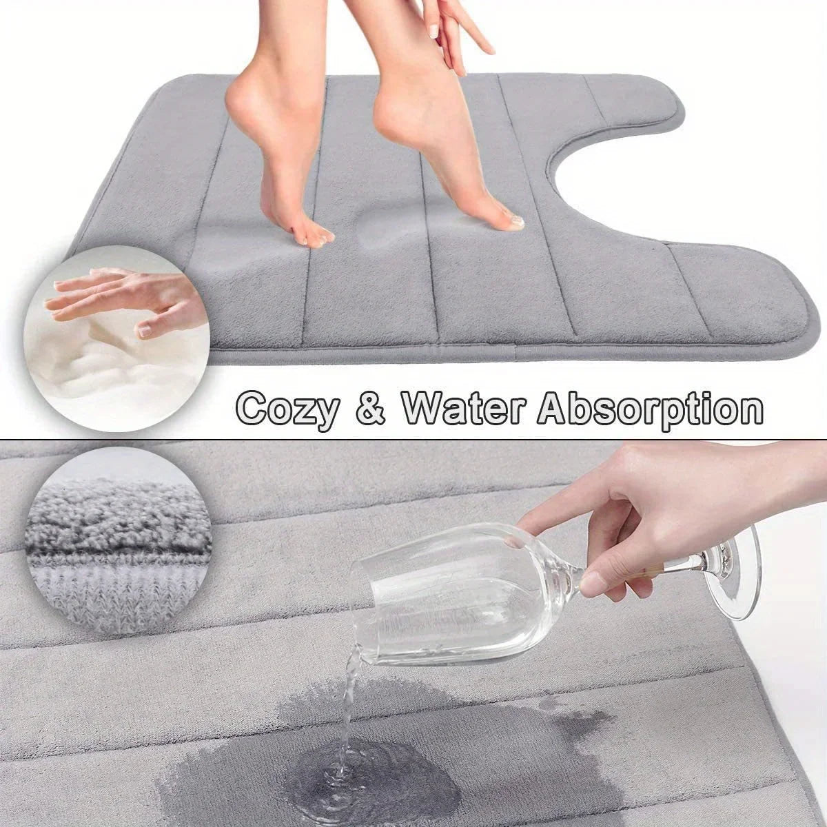 U-shaped toilet mat bathroom mat bathroom carpet bathroom carpet memory foam bath mat anti-skid super absorbent
