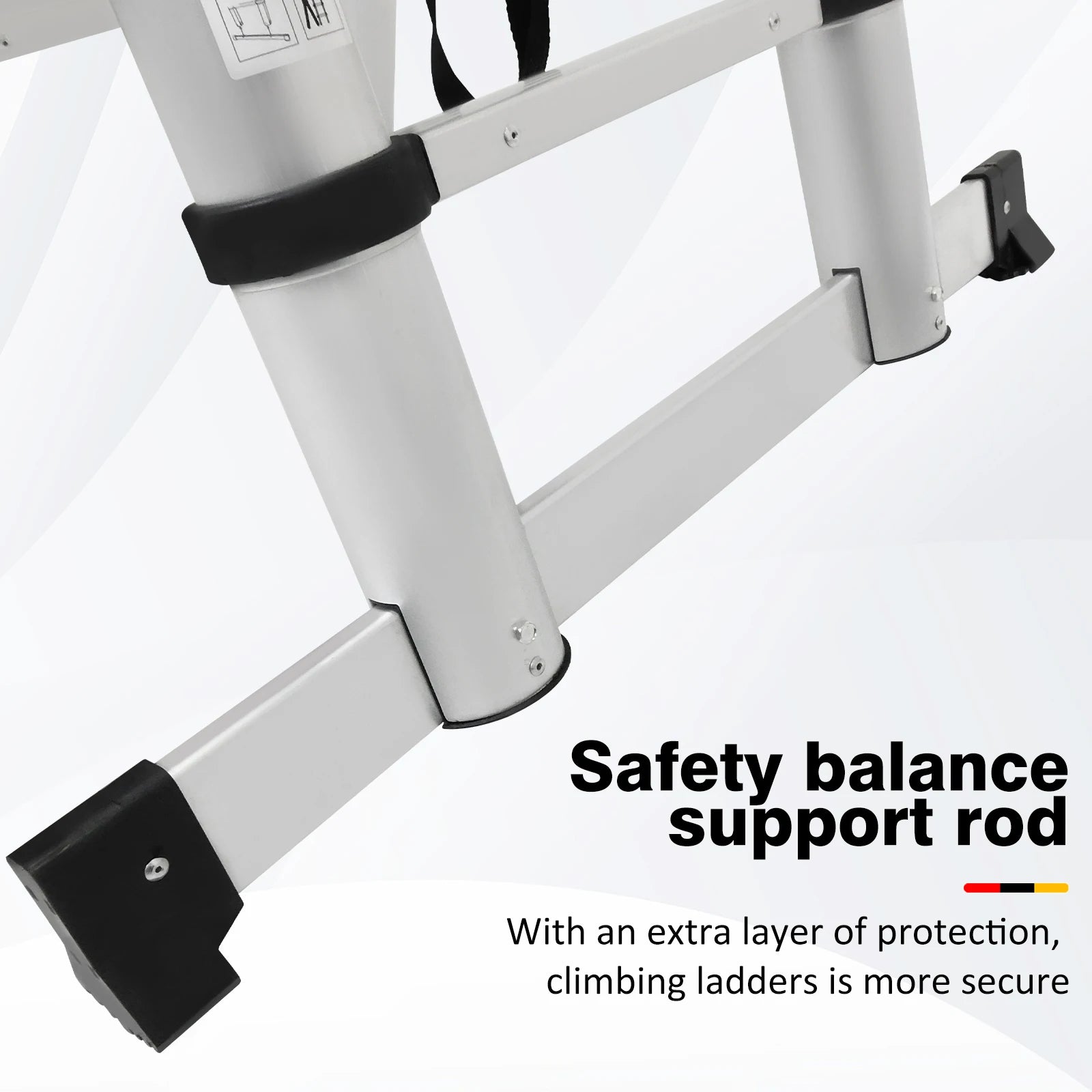 3.8M/5M Aluminium  Telescopic Ladder ,Heavy Duty Multi-Purpose A-Frame Sturdy Folding Ladder ,No-slip,150kg Load Capacity