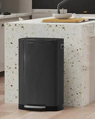 13 Gallon Trash Can with Lid, Trash Can with Removable Inner Bucket and Lid Soft Close, Pedal Rubbish Bin for Home Office