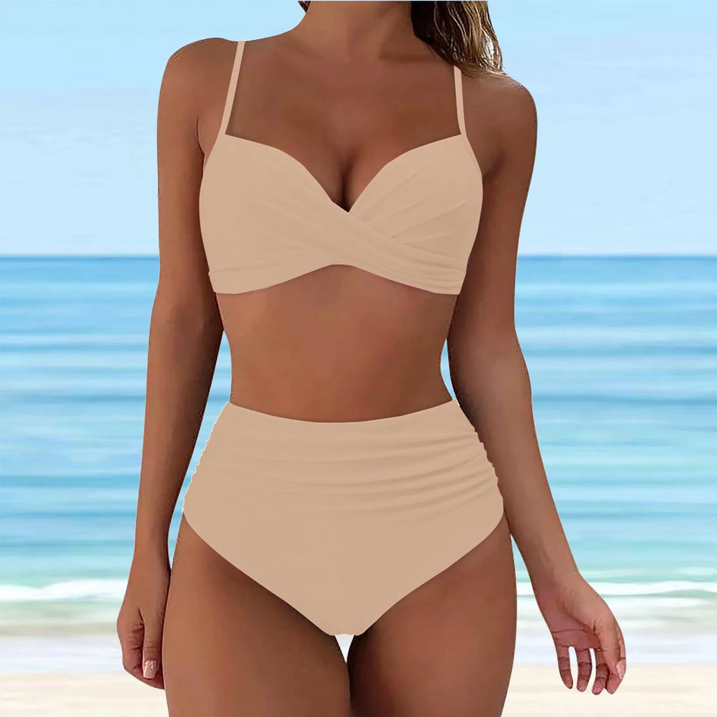 Brazilian Bikini Set For Women 2024 New Green Crop Top Tankinis Set Summer Swimwear Brazilian Bikini Swimming Suit Traje De BañO