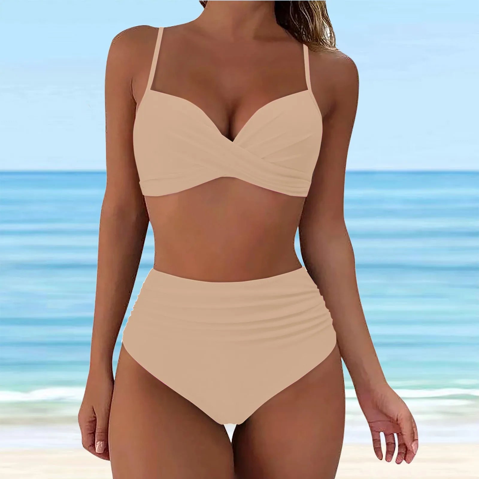 Brazilian Bikini Set For Women 2024 New Green Crop Top Tankinis Set Summer Swimwear Brazilian Bikini Swimming Suit Traje De BañO