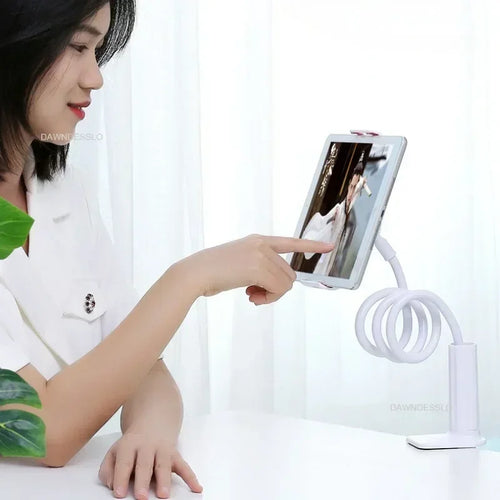 128cm Lazy Phone Holder, 360° Flexible Long Arm Bed Headrest Mount, Clamp Stand for 3.5-6.7" iPhone & Samsung Devices