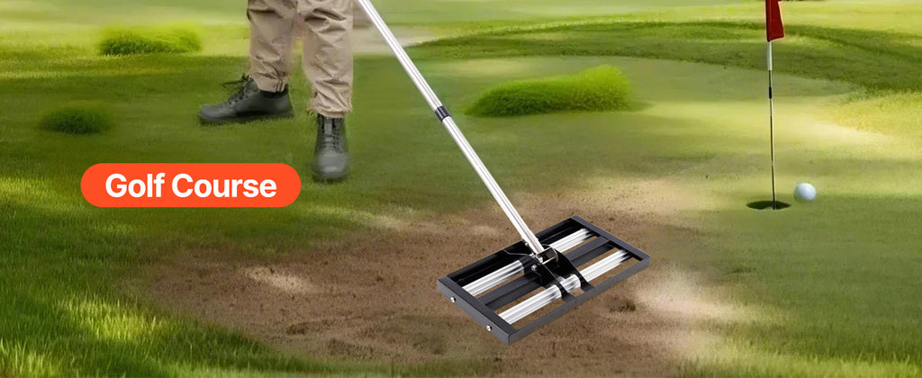 VEVOR Lawn Leveling Rake with Roller Stainless Steel Lawn Leveler with Adjustable Handle Effort Saving Lawn Level Tool for Yard