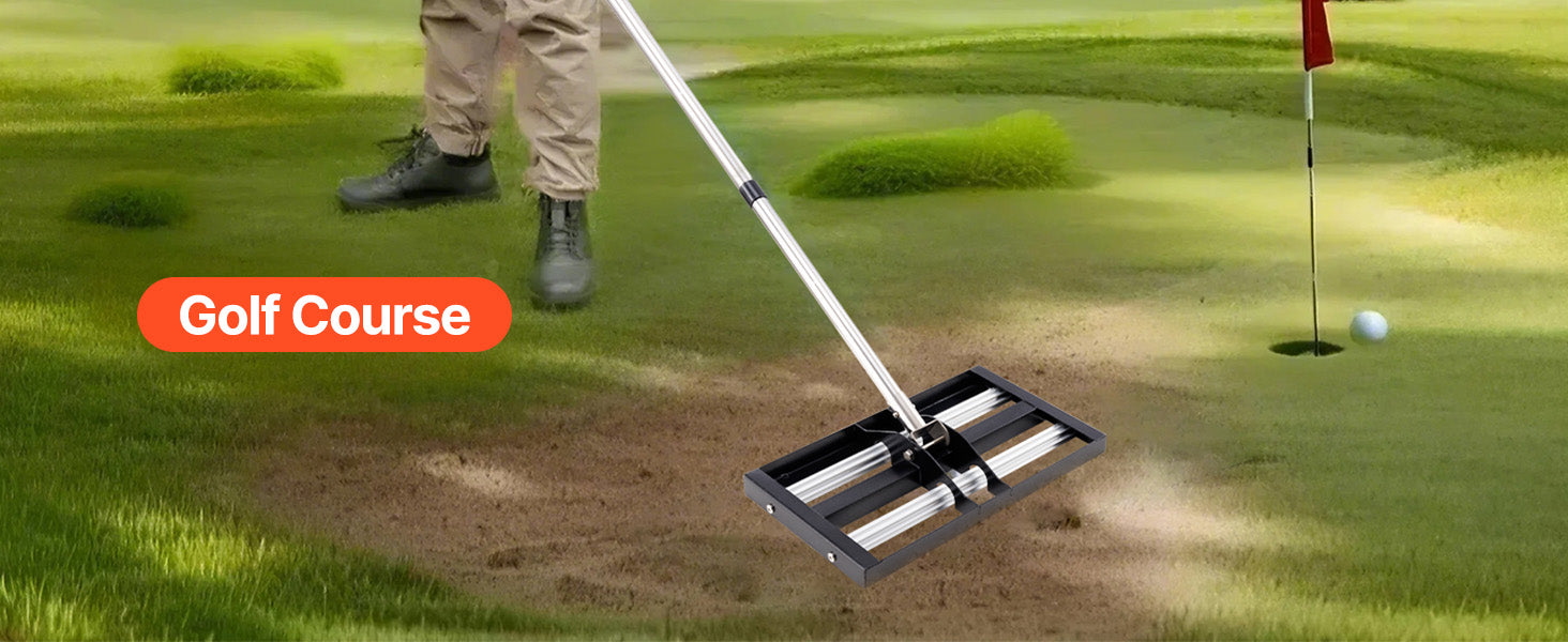 VEVOR Lawn Leveling Rake with Roller Stainless Steel Lawn Leveler with Adjustable Handle Effort Saving Lawn Level Tool for Yard